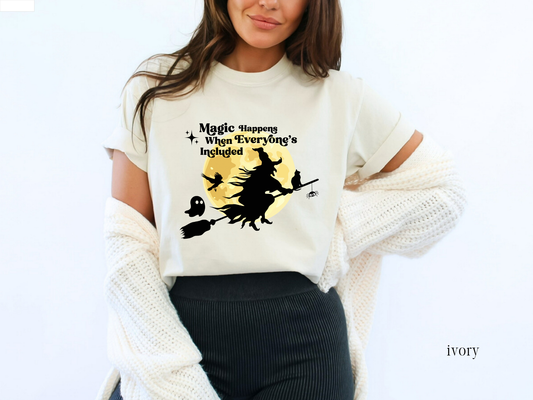 Magic Happens When Everyone's Included, Inclusion and Advocacy Halloween T-Shirt, Inclusive Spooky Tee, Gift for Advocate