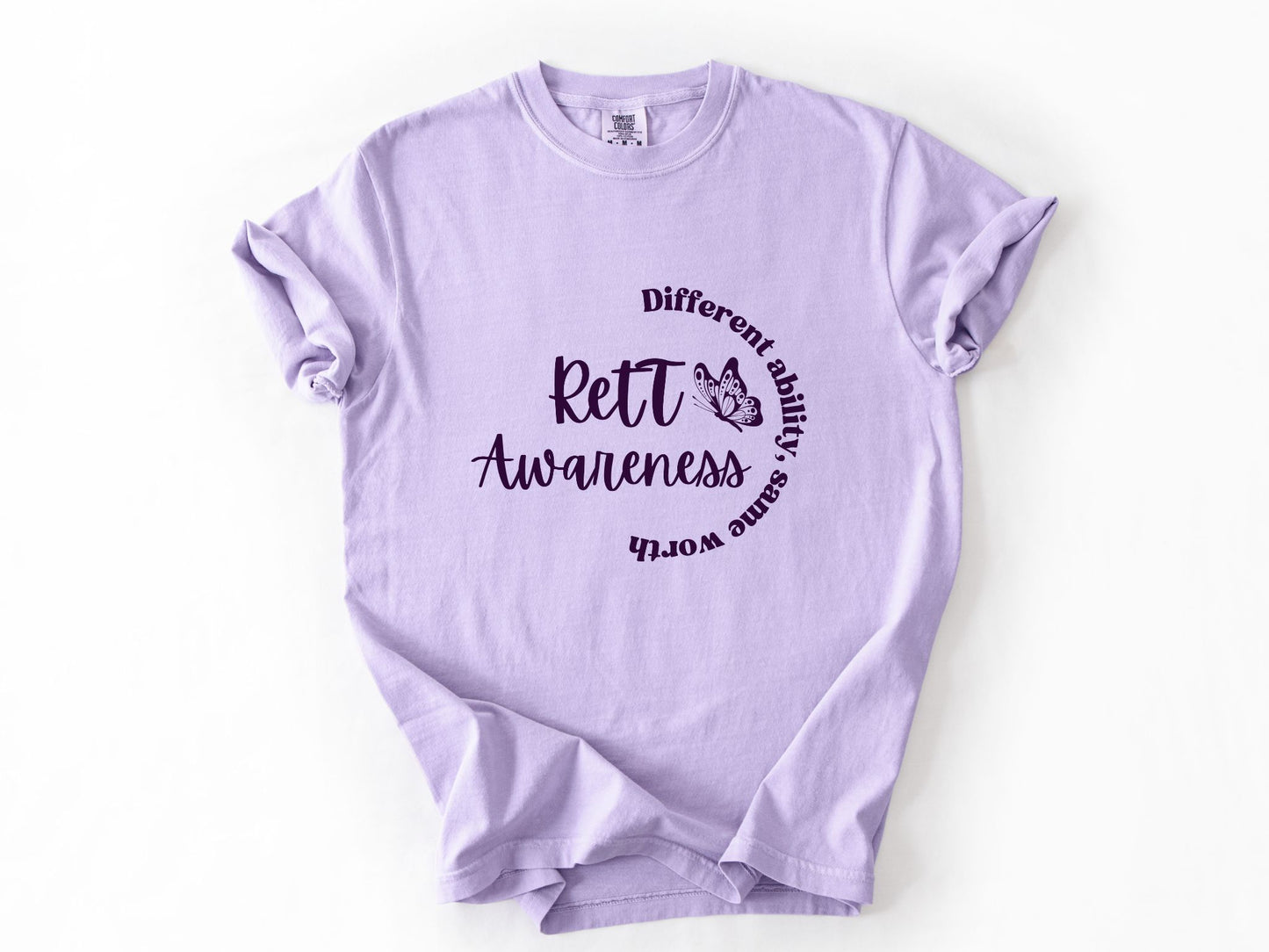 Rett Awareness - Different Ability, Same Worth T-Shirt, Unisex Comfort Colors® 1717