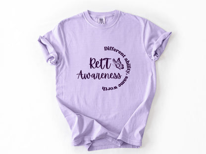 Rett Awareness - Different Ability, Same Worth T-Shirt, Unisex Comfort Colors® 1717