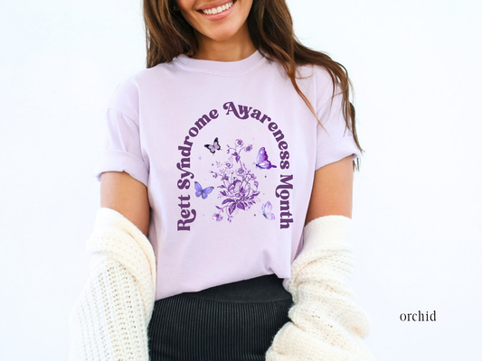 Rett Syndrome Awareness Month Butterfly T-Shirt, Unisex Comfort Colors® 1717