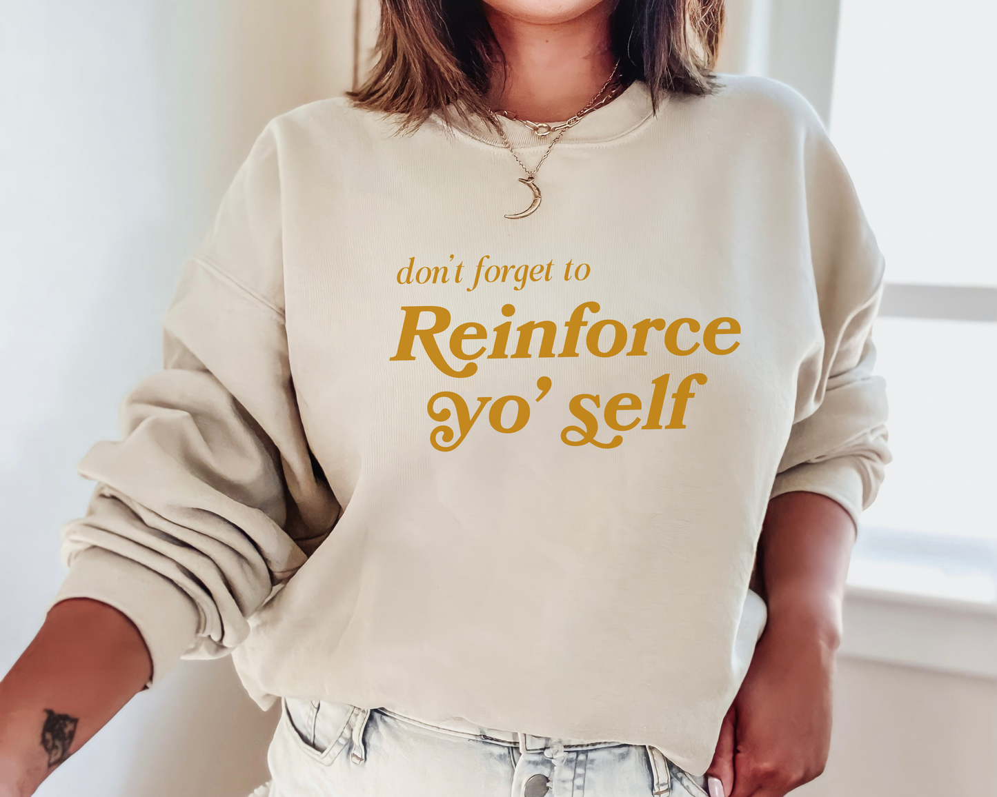 Reinforce Yo' Self Aba Sweatshirt, Bcba Rbt tee, Gift for Behavior Therapist, Positive Reinforcement, Unisex Gilden Heavyblend 18000