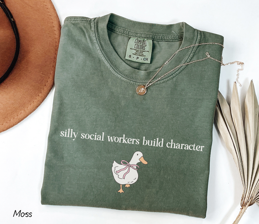 Silly Social Workers Build Character Shirt, Cute Goose School Social Workers Tee, Funny LCSW Gift for Women
