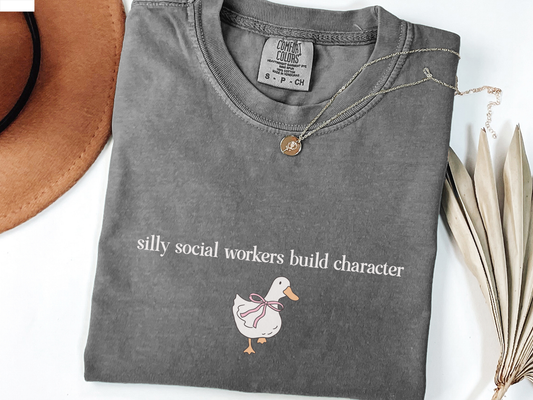 Silly Social Workers Build Character Shirt, Cute Goose School Social Workers Tee, Funny LCSW Gift for Women