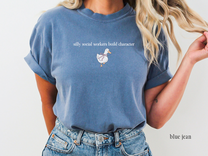 Silly Social Workers Build Character Shirt, Cute Goose School Social Workers Tee, Funny LCSW Gift for Women