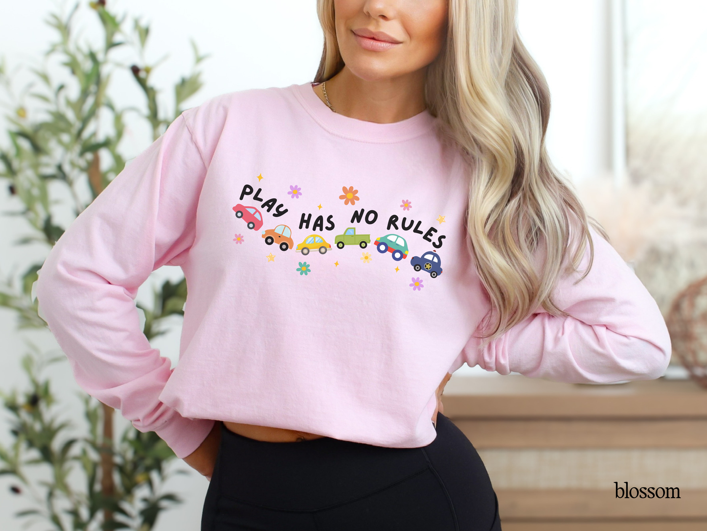Play Has No Rules Long Sleeve T-Shirt, Cars Graphic Tee, Teacher & Therapist Apparel, Inclusive Play Shirt