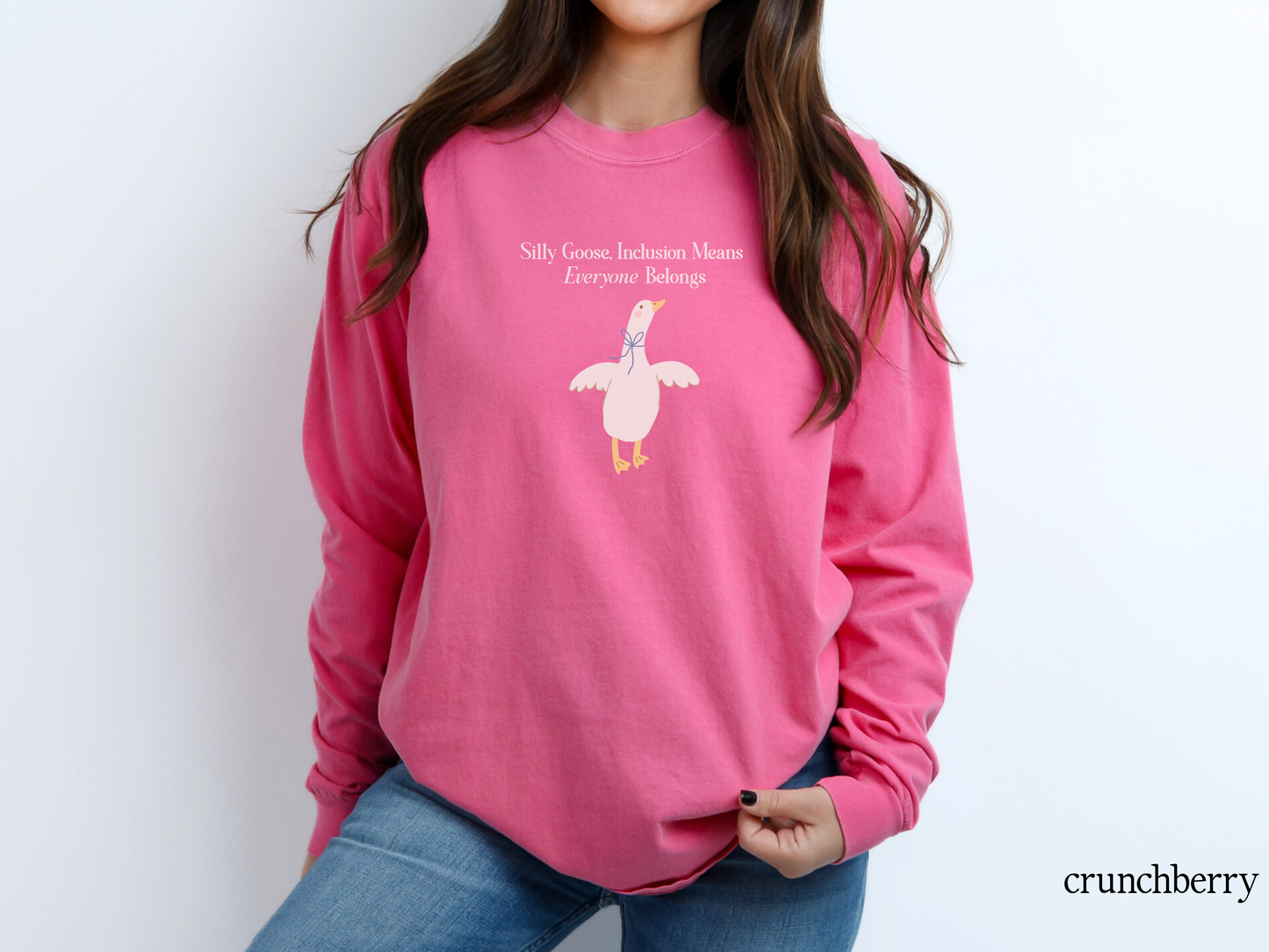 Goose Inclusion Long Sleeve T-Shirt, Everyone Belongs Tee for Teachers, Therapists, Neurodiversity Advocates, Autism Acceptance T-Shirt