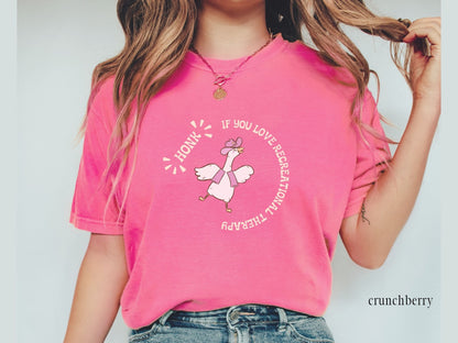 Recreational Therapist Goose T-shirt, Honk If You Love Recreational Therapy, Gift for Recreational Therapist, Comfort Colors 1717