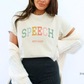 Speech Varsity Style T-shirt with Personalized EST Year for SLPs and SLPAs, Boho Color Theme, Unisex Tee, Gift for Speech Therapists, Custom