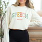 Speech Varsity Style Personalized EST Year Long Sleeve T-Shirt, Boho Color Theme, SPL SLPAs, Soft Comfortable Tee, Gift for Speech