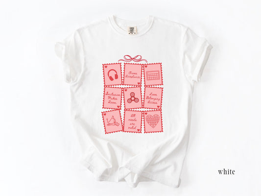 Advocacy & Inclusion Valentine Stamp Tee, Autism Acceptance, Gift for Special Education Teacher Therapist Advocate