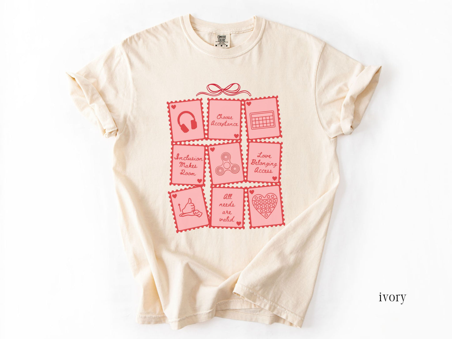 Advocacy & Inclusion Valentine Stamp Tee, Autism Acceptance, Gift for Special Education Teacher Therapist Advocate