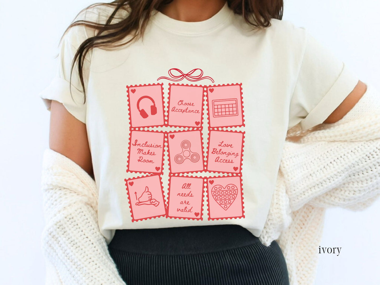 Advocacy & Inclusion Valentine Stamp Tee, Autism Acceptance, Gift for Special Education Teacher Therapist Advocate