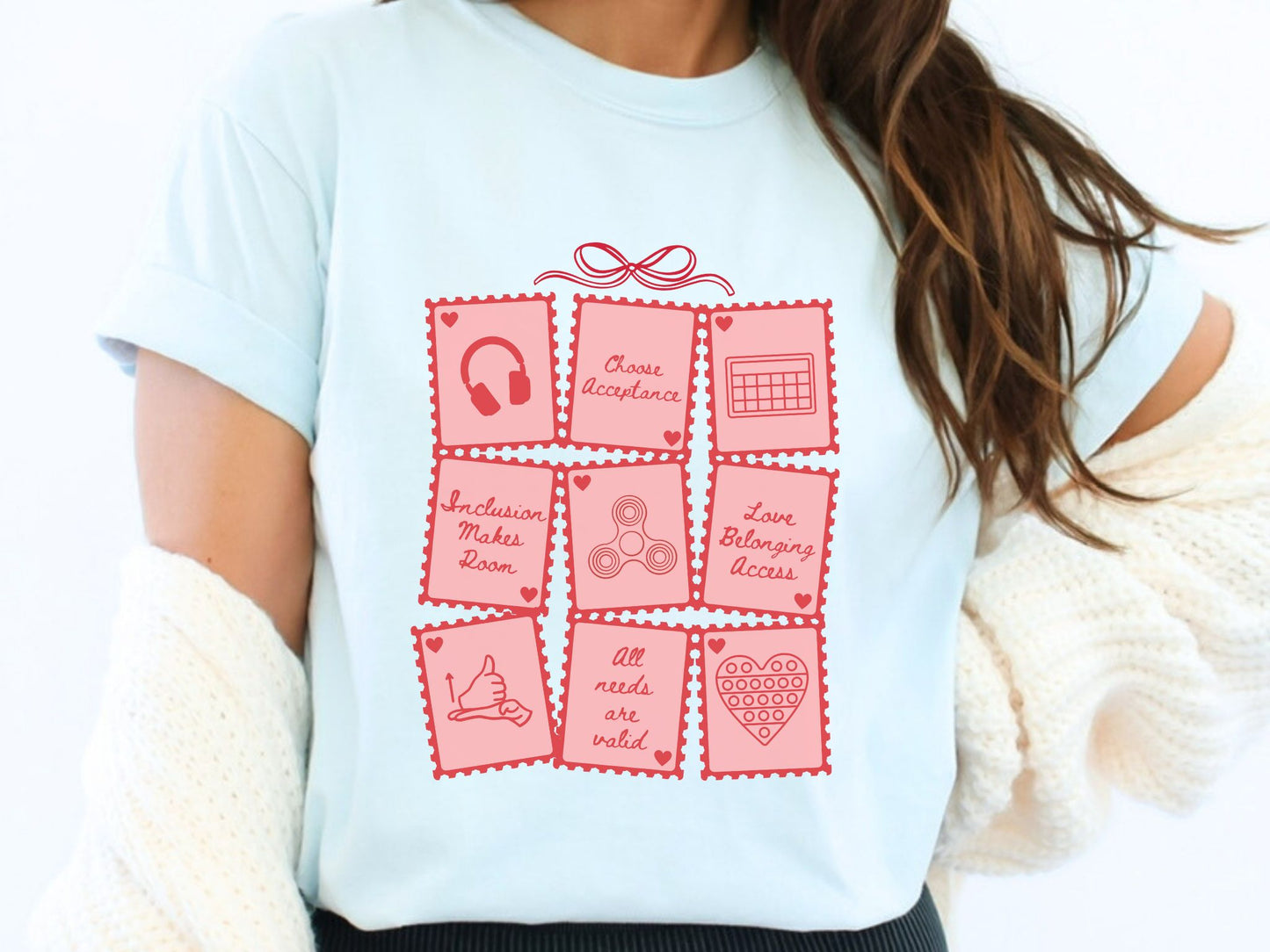 Advocacy & Inclusion Valentine Stamp Tee, Autism Acceptance, Gift for Special Education Teacher Therapist Advocate