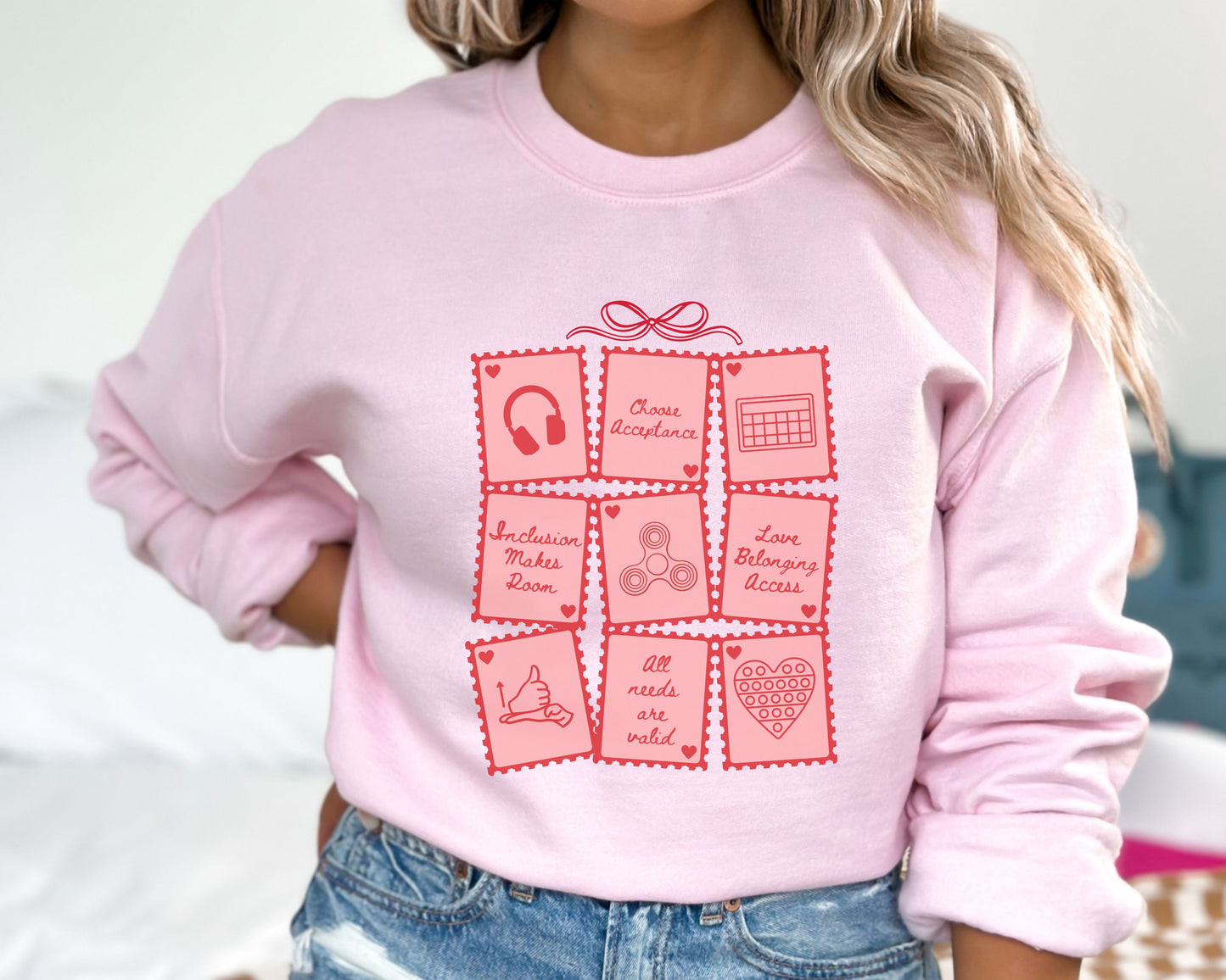 Advocacy & Inclusion Valentine Stamp Sweatshirt, Autism Acceptance, Gift for Special Education Teacher Therapist Advocate