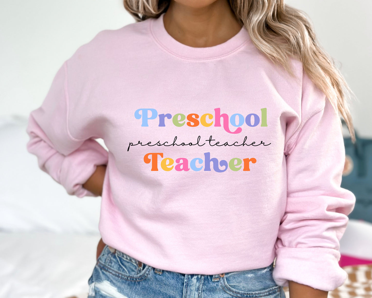 Minimalist Teacher Grade Level Sweatshirt, Personalized Teacher Crewneck