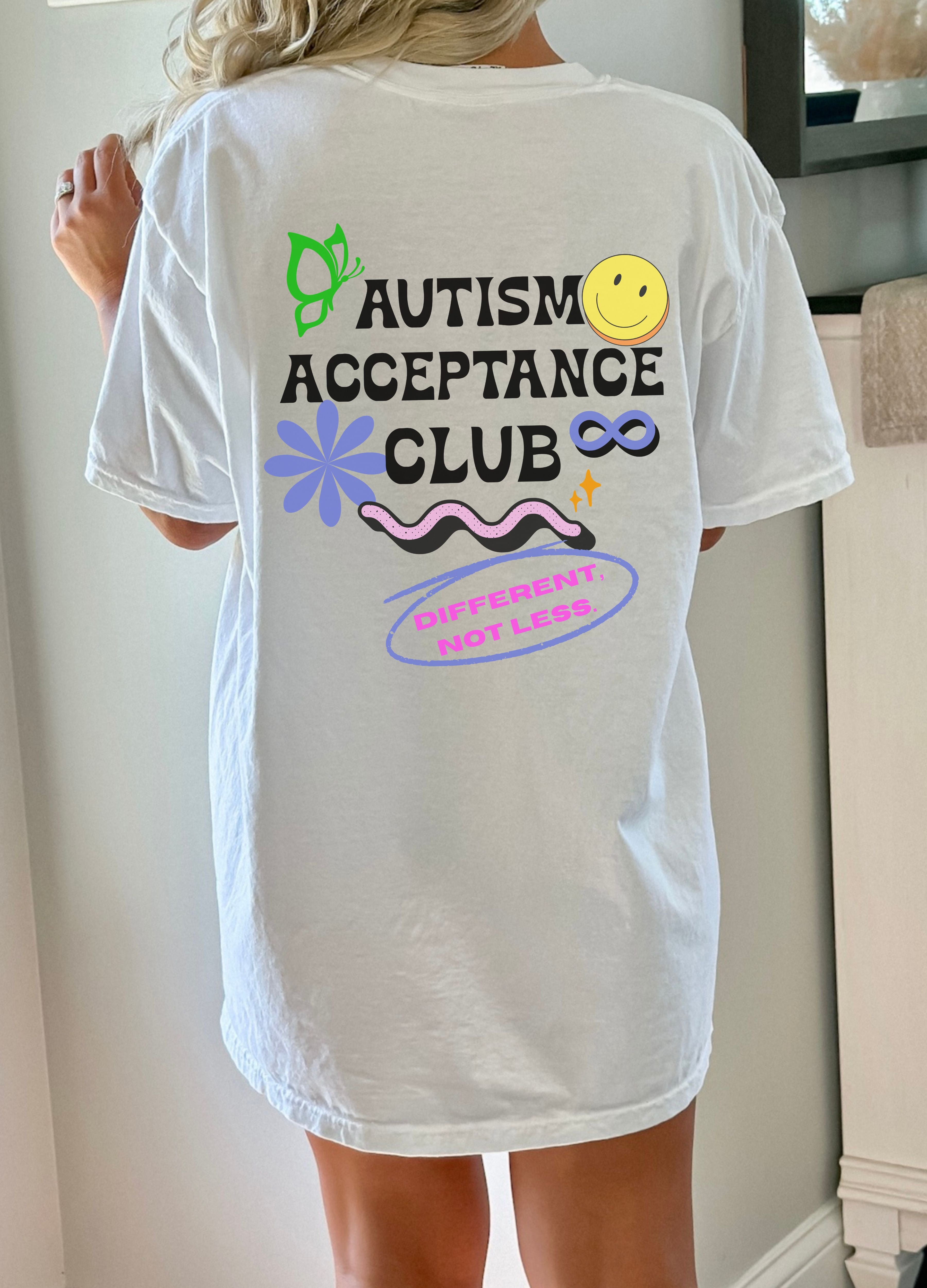 Retro Autism Acceptance Club T-shirt | Different Not Less Groovy
