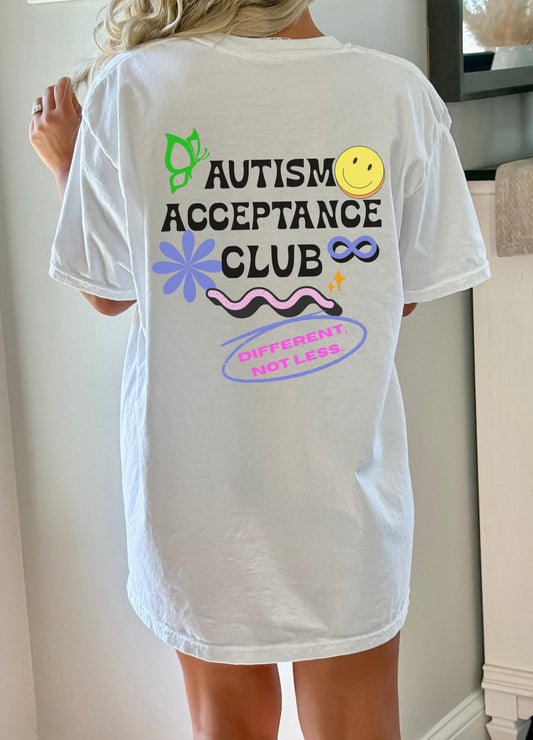Retro Autism Acceptance Club T-shirt | Different Not Less Groovy Tee
