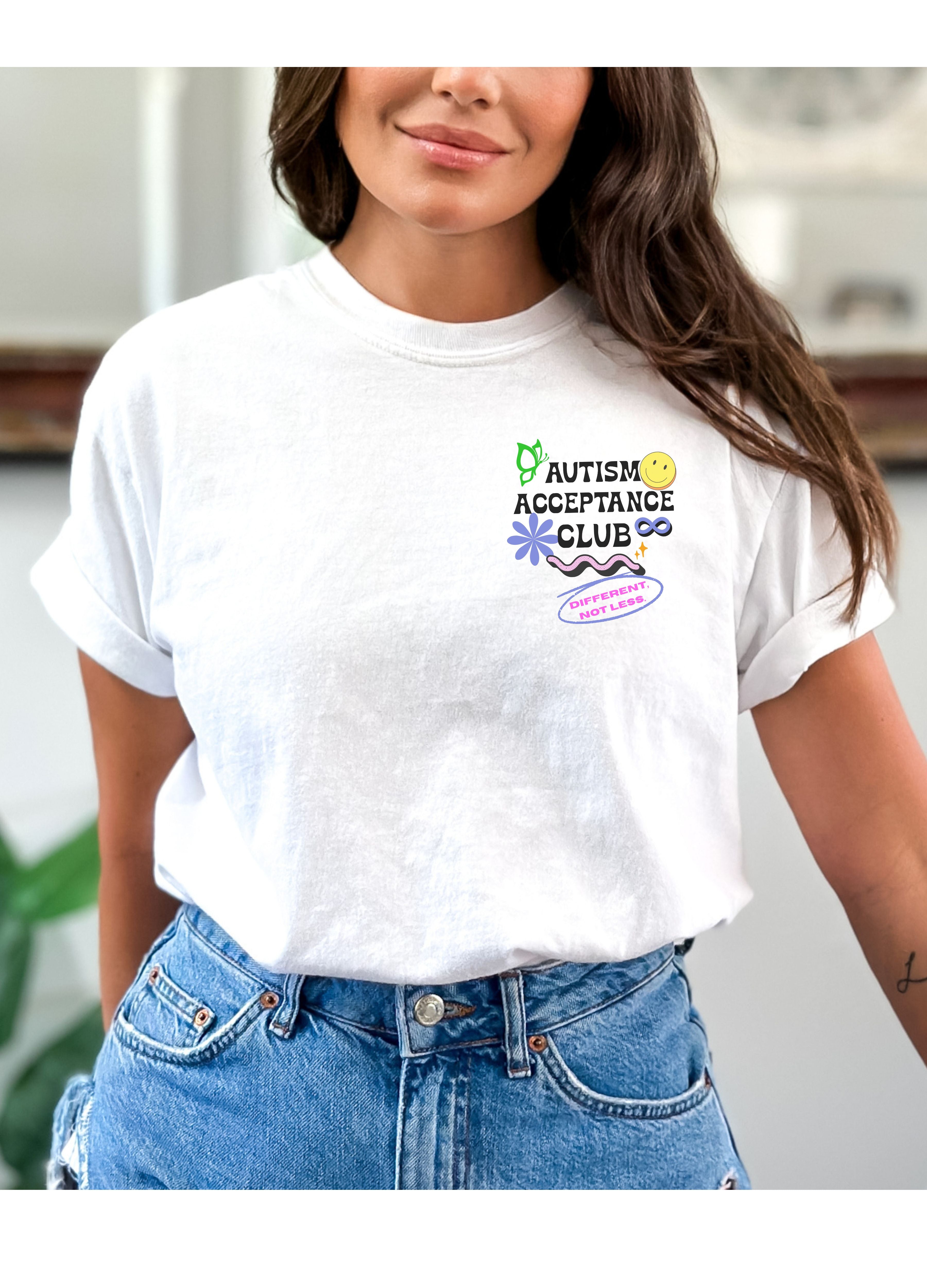 Retro Autism Acceptance Club T-shirt | Different Not Less Groovy