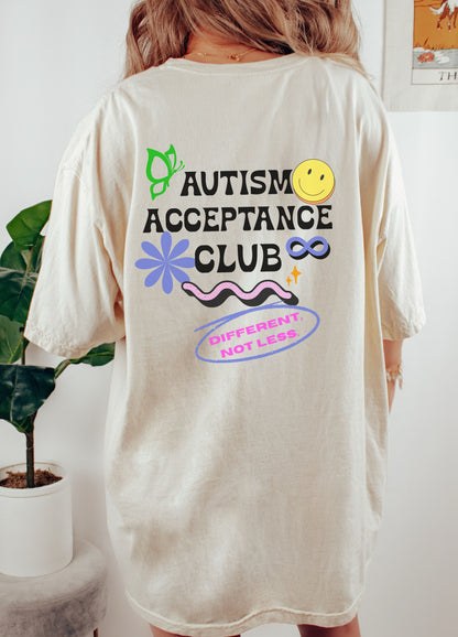 Retro Autism Acceptance Club T-shirt | Different Not Less Groovy Tee