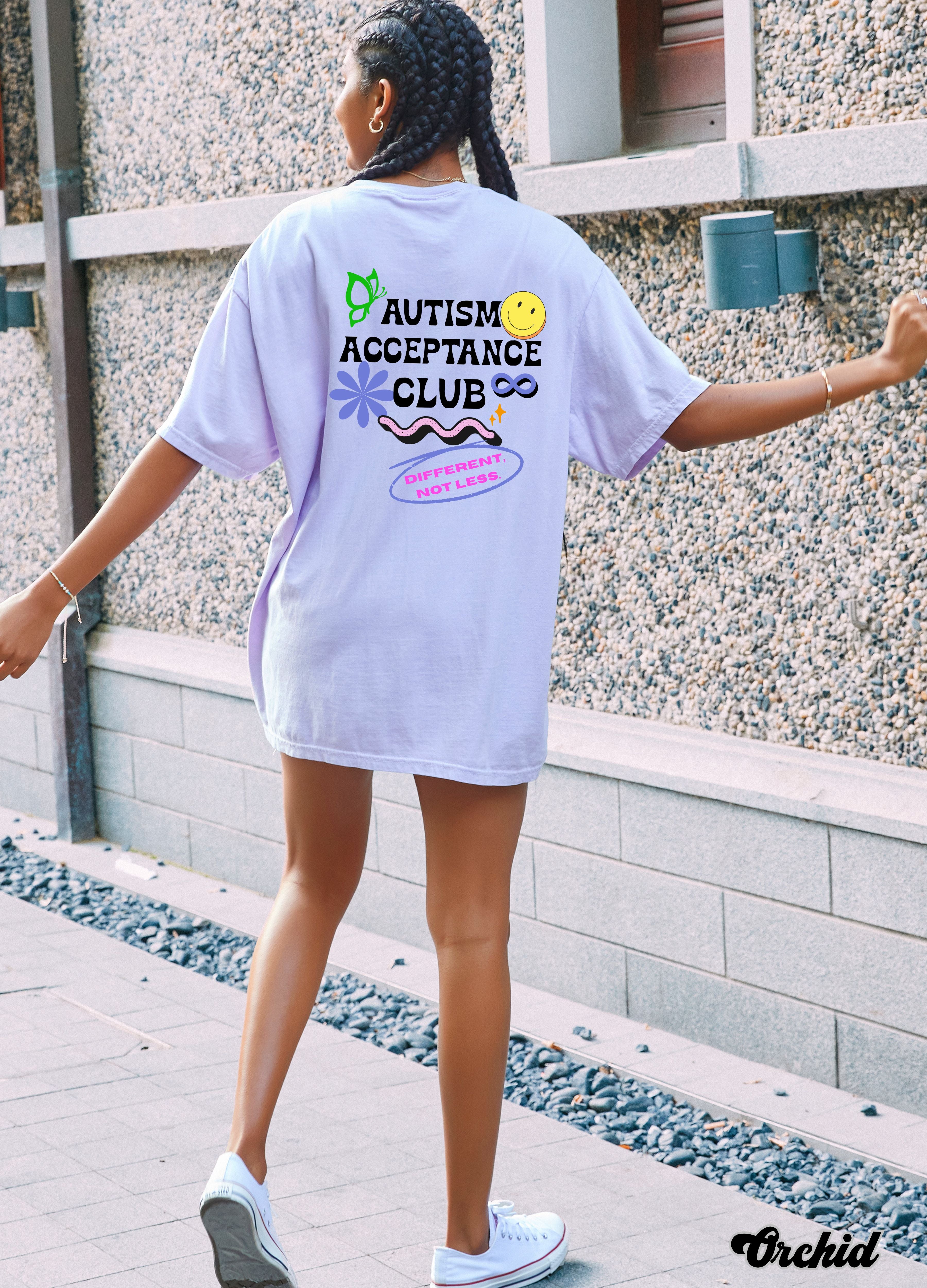 Retro Autism Acceptance Club T-shirt | Different Not Less Groovy