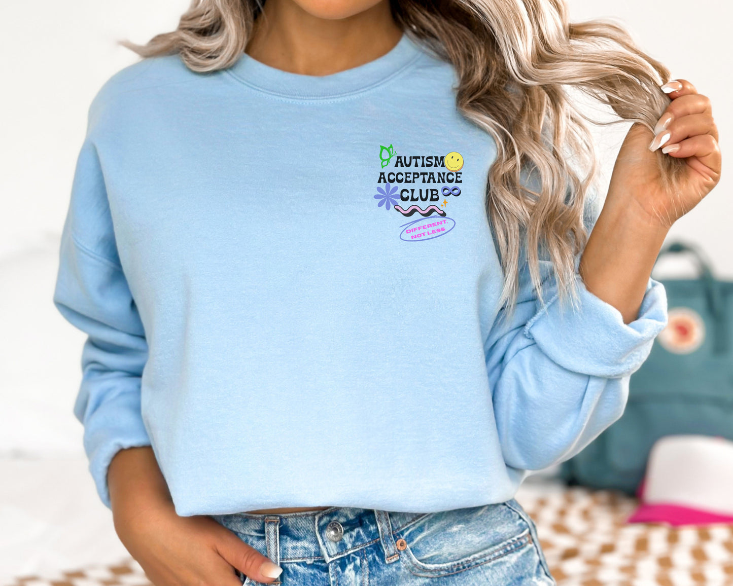 Retro Autism Acceptance Club Sweatshirt | Different Not Less Groovy Tee