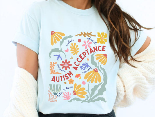 Autism Acceptance Floral Botanical T-Shirt