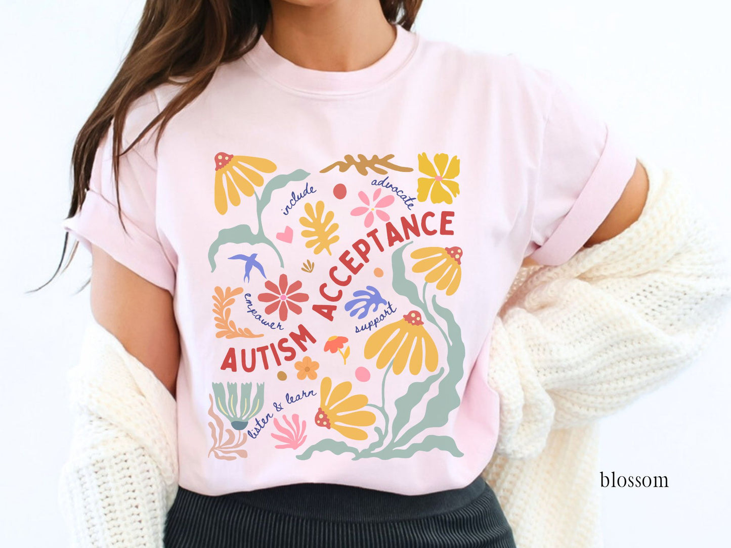 Autism Acceptance Floral Botanical T-Shirt