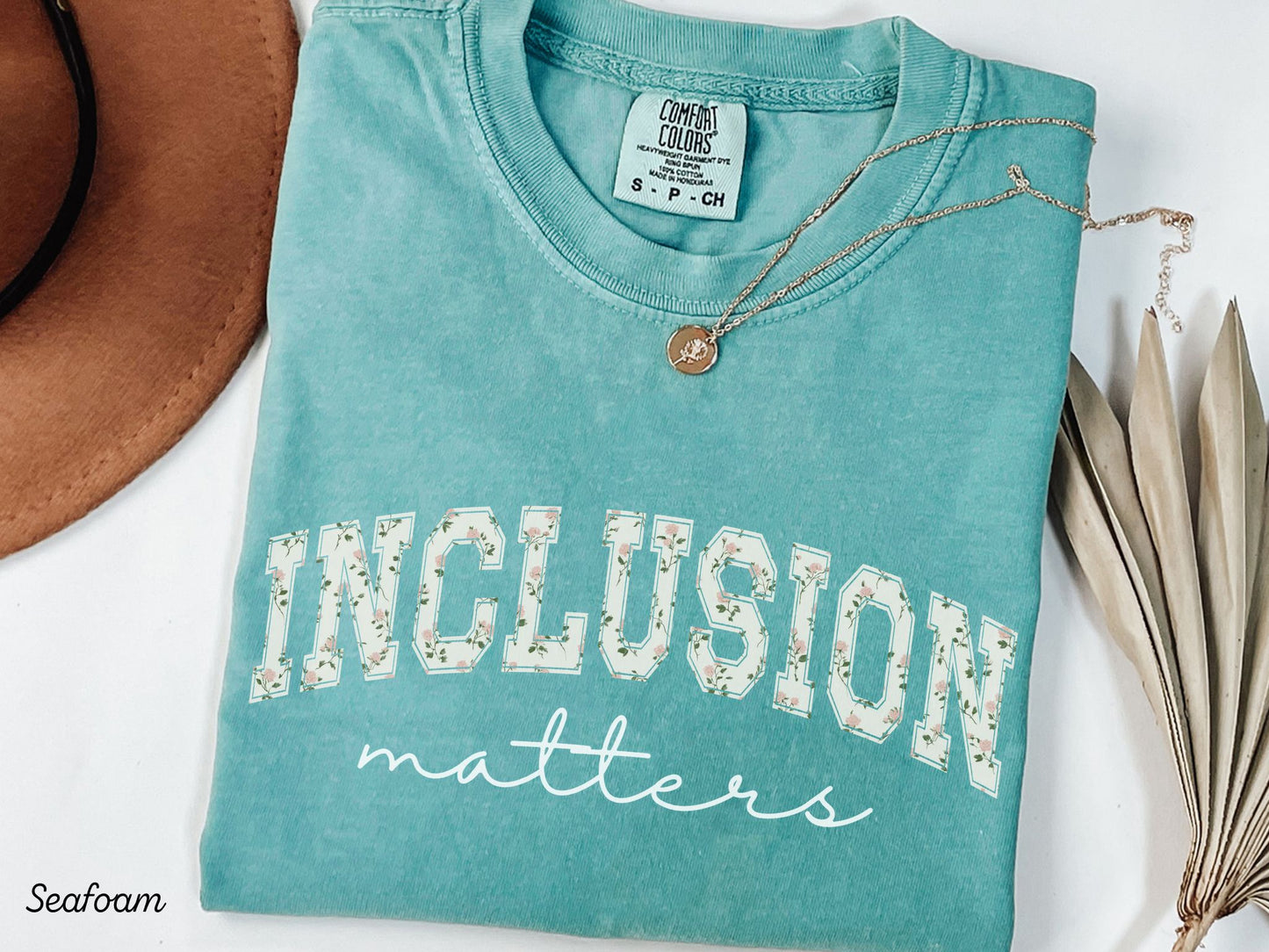 Inclusion Matters Shirt, Floral Varsity Text Tee, Autism Acceptance Apparel