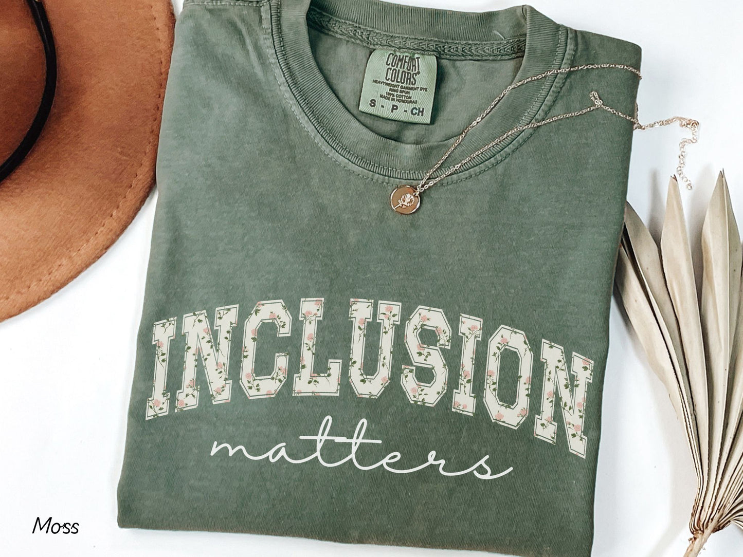 Inclusion Matters Shirt, Floral Varsity Text Tee, Autism Acceptance Apparel