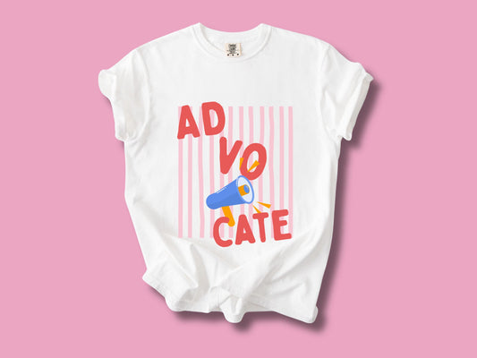 Advocate Striped Shirt, Trendy Advocacy Shirt, Teacher Therapist Apparel, Inclusive Statement Tee