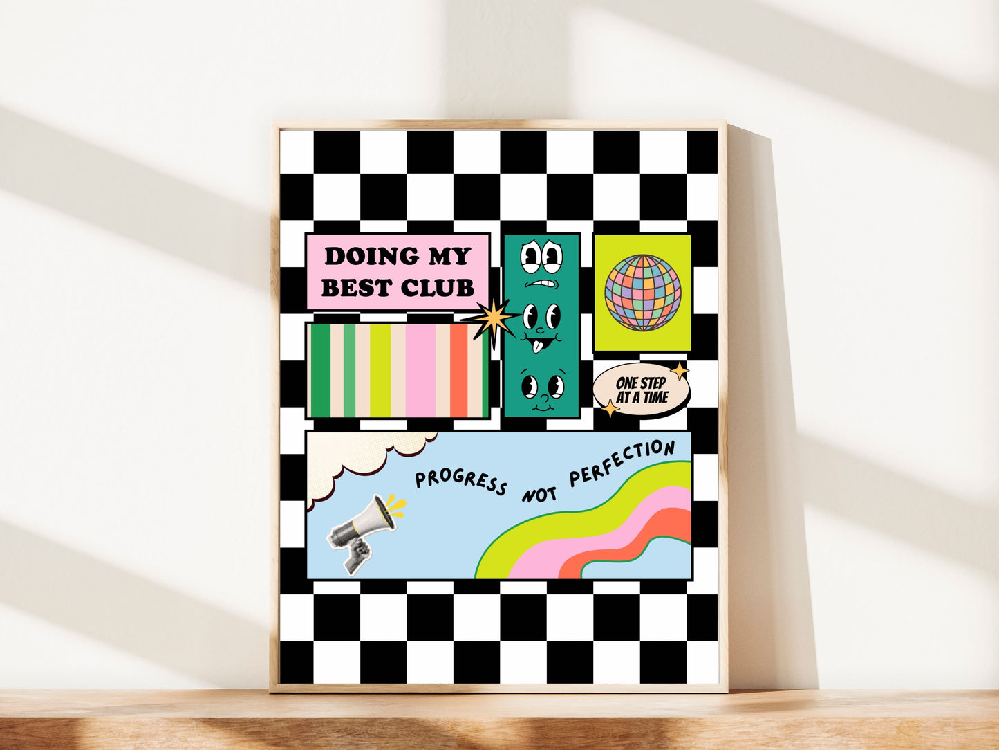 Doing My Best Club Poster, Progress Over Perfection Wall Art, Motivational Classroom Poster, Self Growth Wall Print