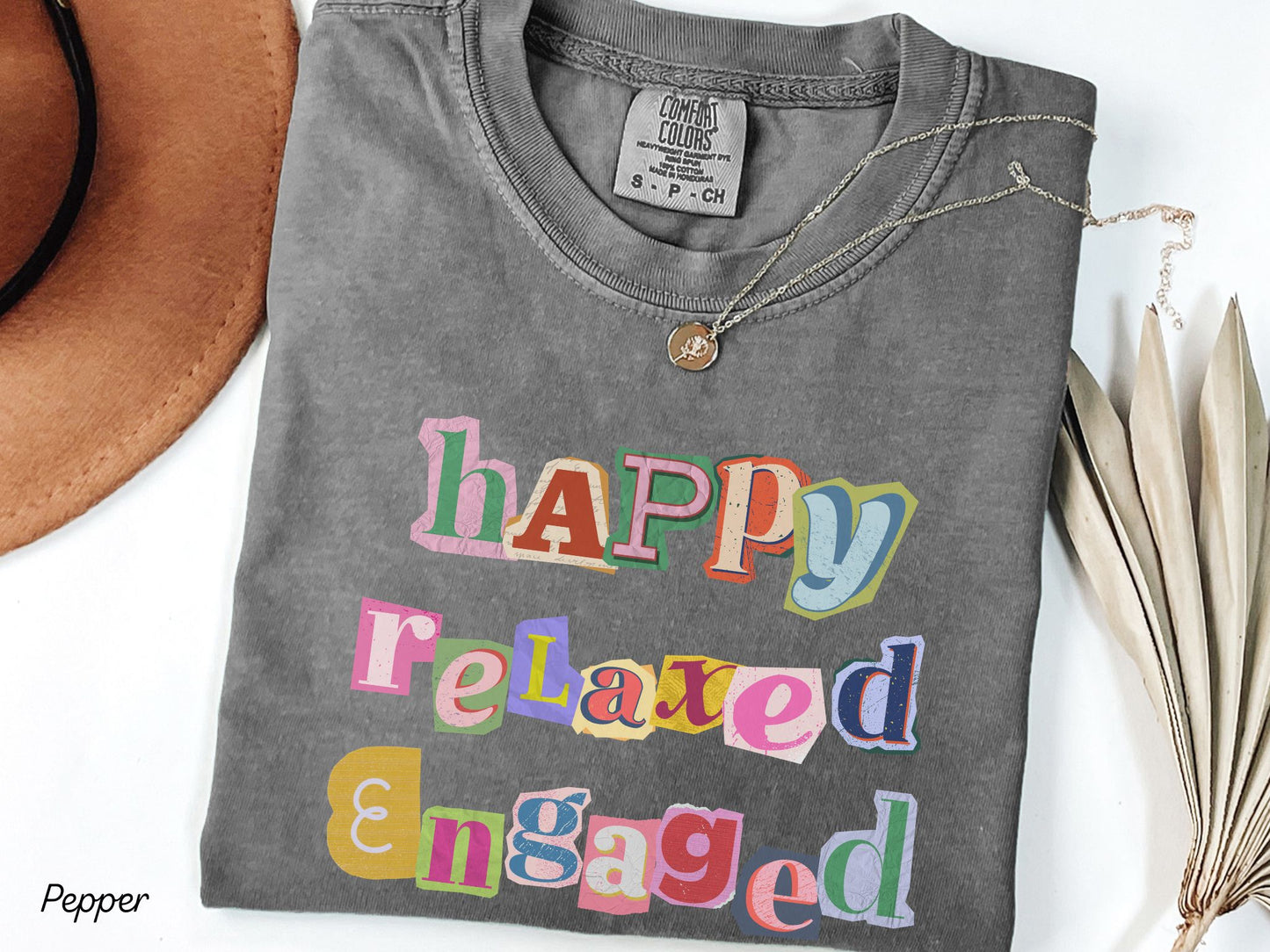 Happy Relaxed Engaged Shirt, BCBA Shirt, RBT Shirt, ABA Therapist Shirt, Scrapbook Style Tee, Behavior Analyst Shirt