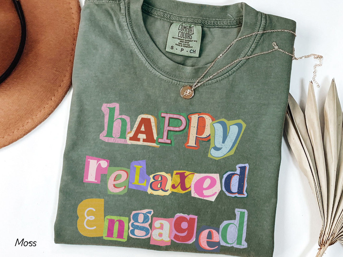 Happy Relaxed Engaged Shirt, BCBA Shirt, RBT Shirt, ABA Therapist Shirt, Scrapbook Style Tee, Behavior Analyst Shirt