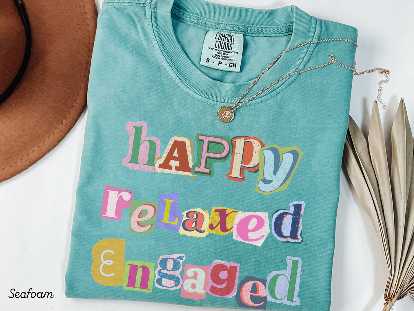 Happy Relaxed Engaged Shirt, BCBA Shirt, RBT Shirt, ABA Therapist Shirt, Scrapbook Style Tee, Behavior Analyst Shirt