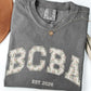 Personalized BCBA EST. Varsity Shirt with Roses, Behavior Analyst Gift