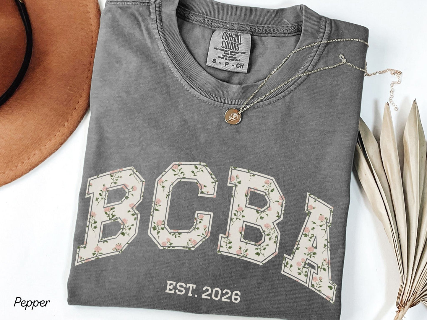 Personalized BCBA EST. Varsity Shirt with Roses, Behavior Analyst Gift