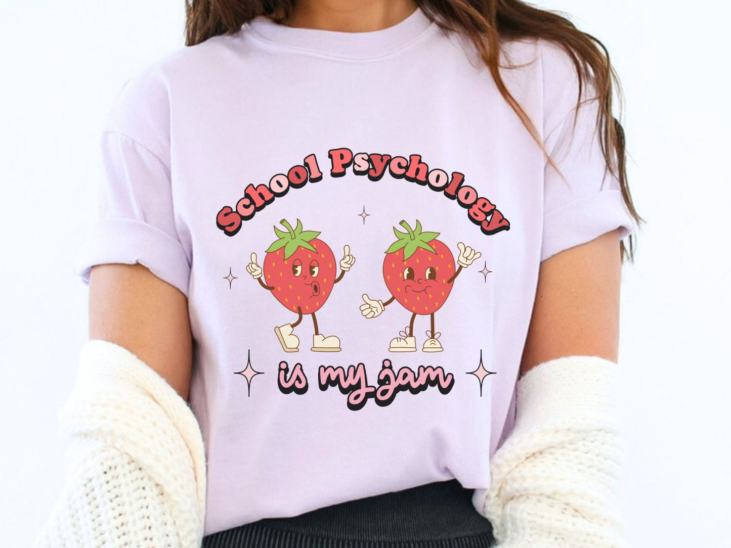 School Psychology Is My Jam Tee, Retro Strawberry Graphic, School Psych Gift, Comfort Colors