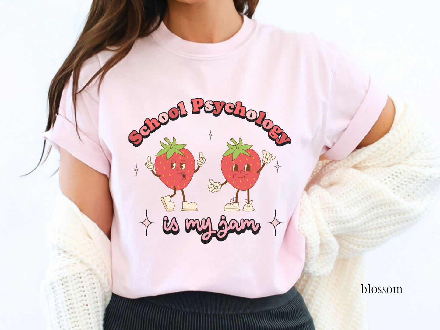 School Psychology Is My Jam Tee, Retro Strawberry Graphic, School Psych Gift, Comfort Colors