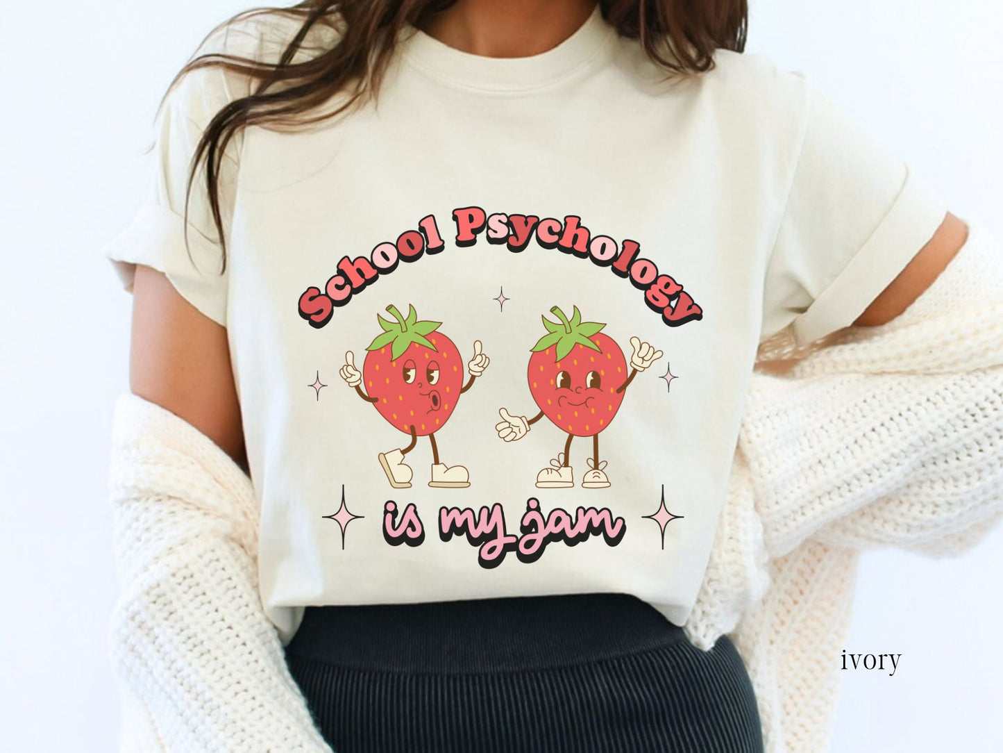 School Psychology Is My Jam Tee, Retro Strawberry Graphic, School Psych Gift, Comfort Colors