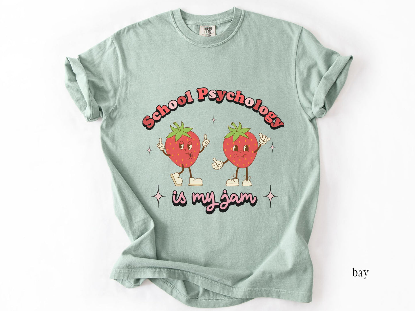 School Psychology Is My Jam Tee, Retro Strawberry Graphic, School Psych Gift, Comfort Colors