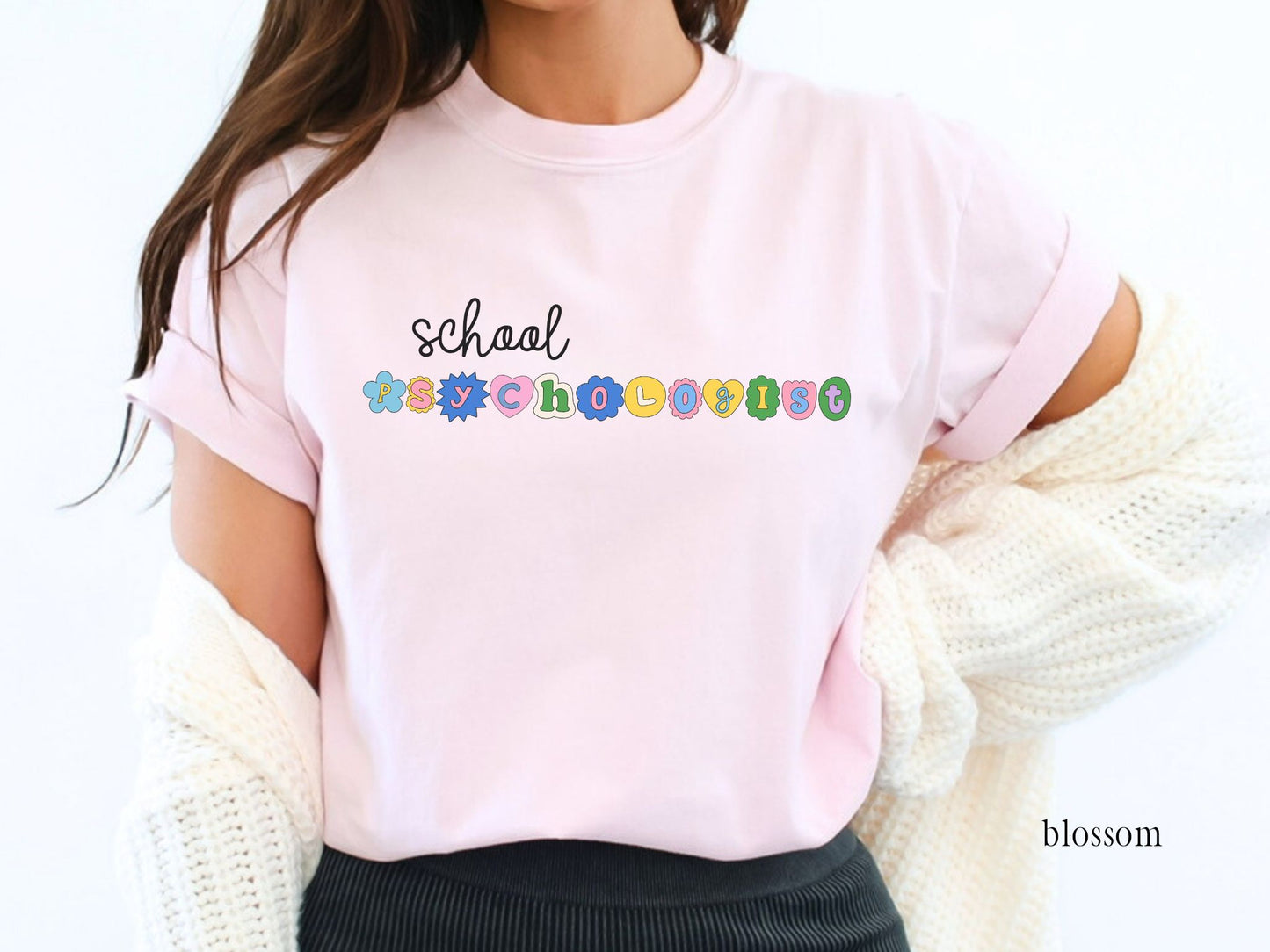 School Psychologist Colorful Patch Letter Shirt, School Psych Gift, Comfort Colors