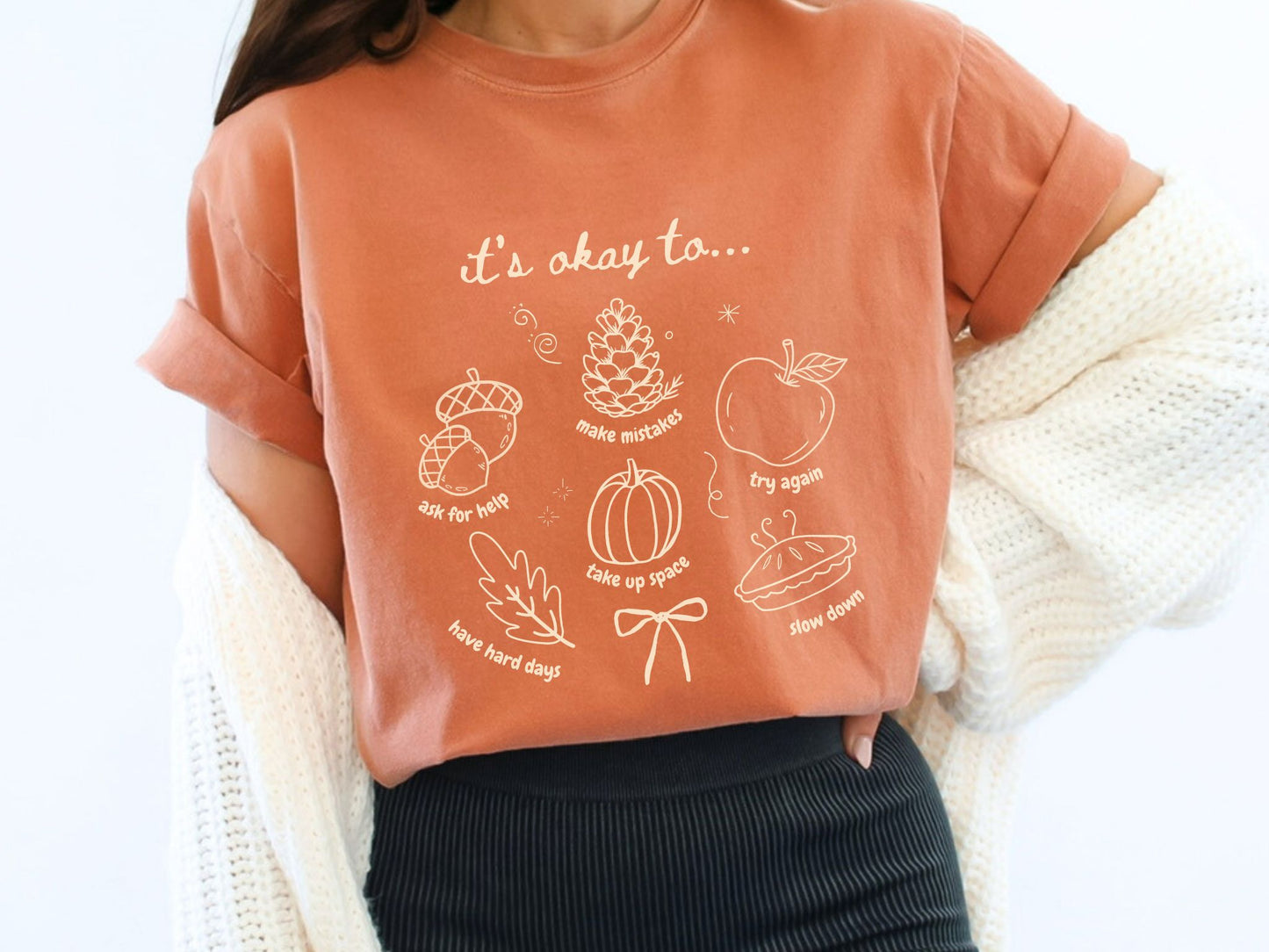 It's Okay To Shirt, Fall Teacher Shirt, Therapist Shirt, Counselor Shirt, Mental Health Shirt, Self Care Tee, Teacher Gift, Autumn Shirt