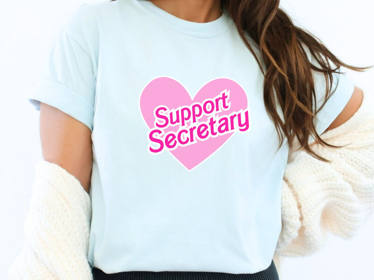Support Secretary Pink Heart Shirt, Gift for School Secretary