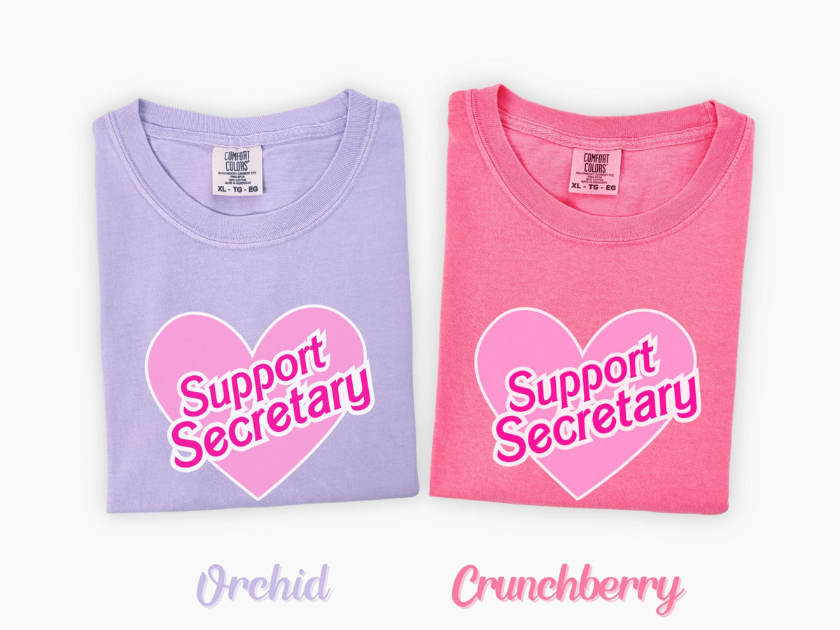 Support Secretary Pink Heart Shirt, Gift for School Secretary