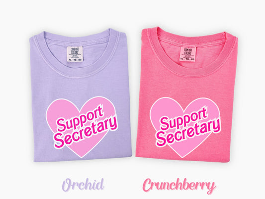 Support Secretary Pink Heart Shirt, Gift for School Secretary