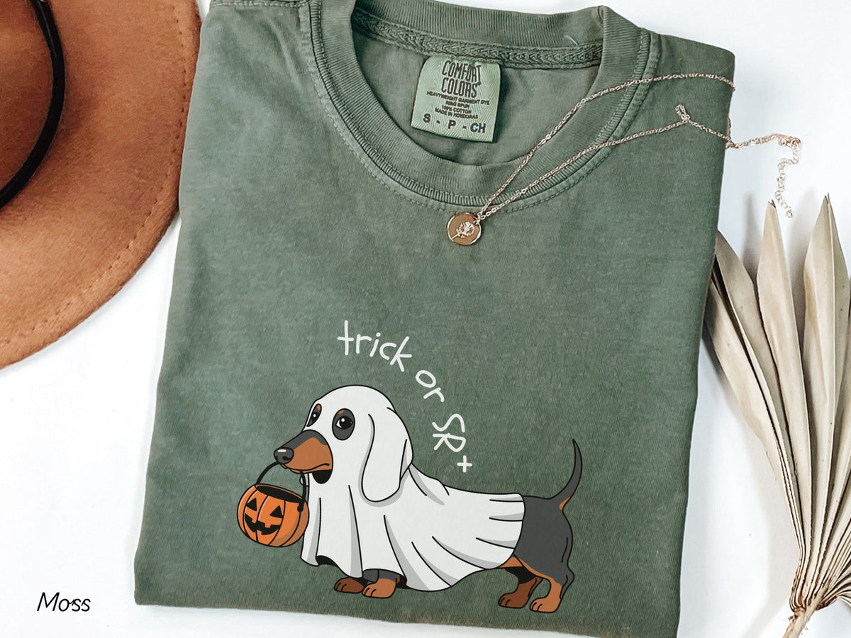 Trick or SR+ Shirt, Funny ABA Halloween T-Shirt, Ghost Wiener Dog Shirt, RBT Bcba Gift, Behavior Analyst Shirt