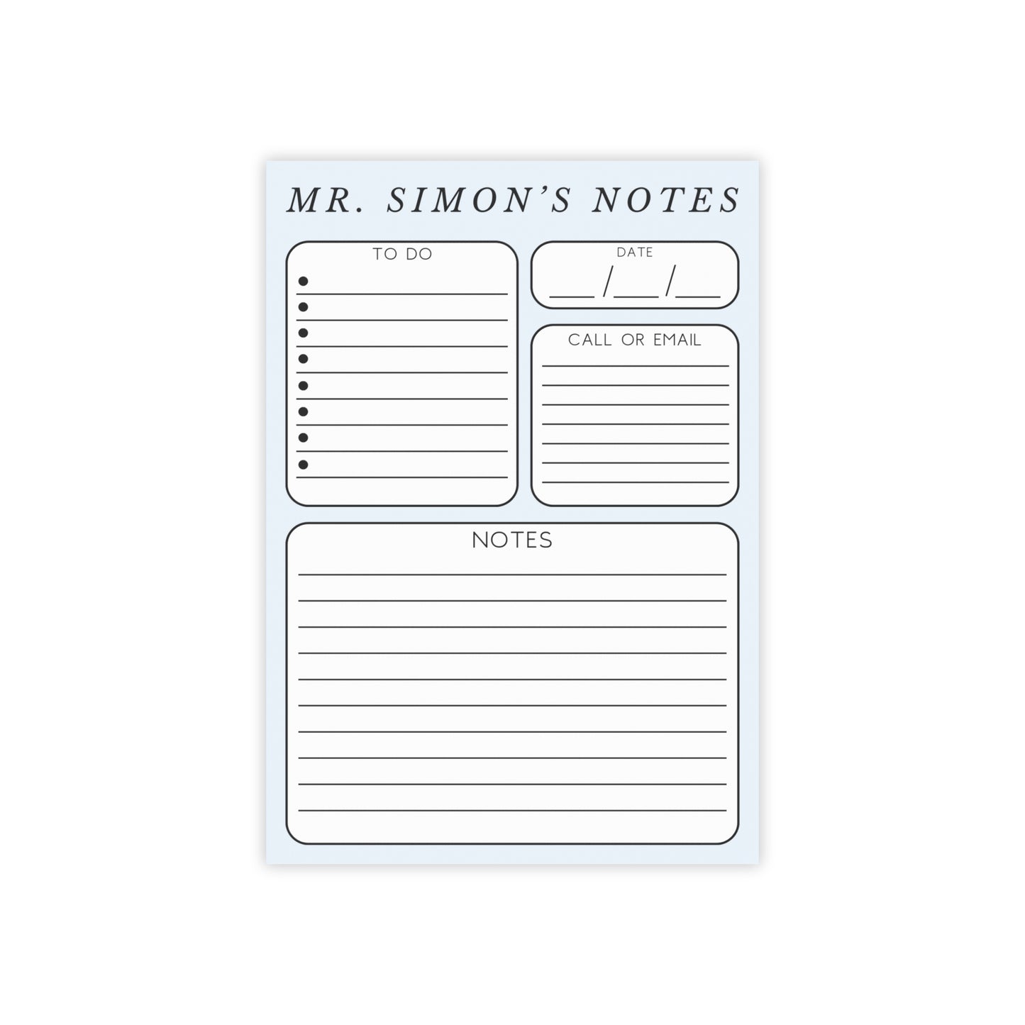 Personalized Minimalist Post-it® Note Pad, Gender Neutral Gift for Teacher Counselor Therapist