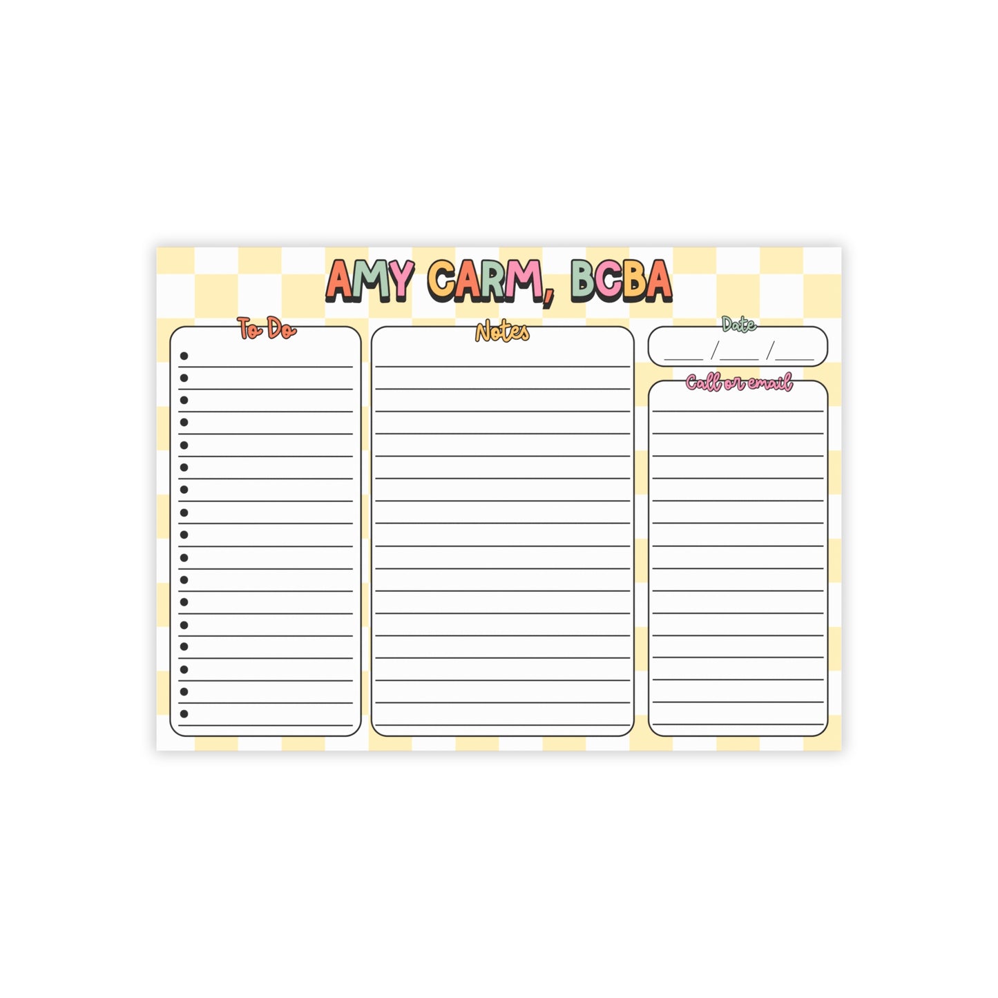 Personalized Retro Post-it® Note Pads, Bcba OT Teacher SLP PT to do list, Gift for teacher, custom post it notes