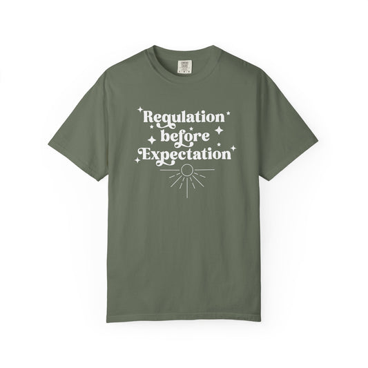 CUSTOM Regulation Before Expectation BCBA shirt, RBT Shirt, ABA Shirt, sped Teacher Shirt, Comfort Colors® 1717