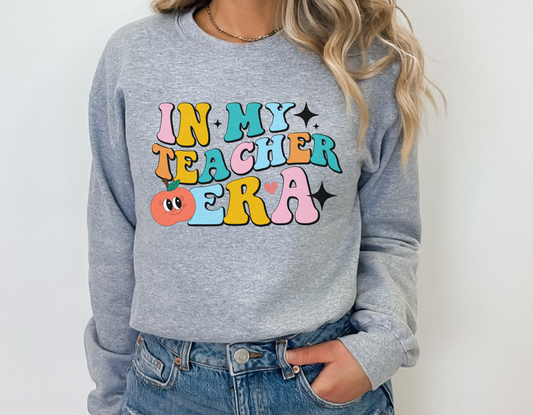 In My Teacher Era Sweatshirt, Retro Teacher Crewneck, Gilden Heavyblend Teacher sweatshirt